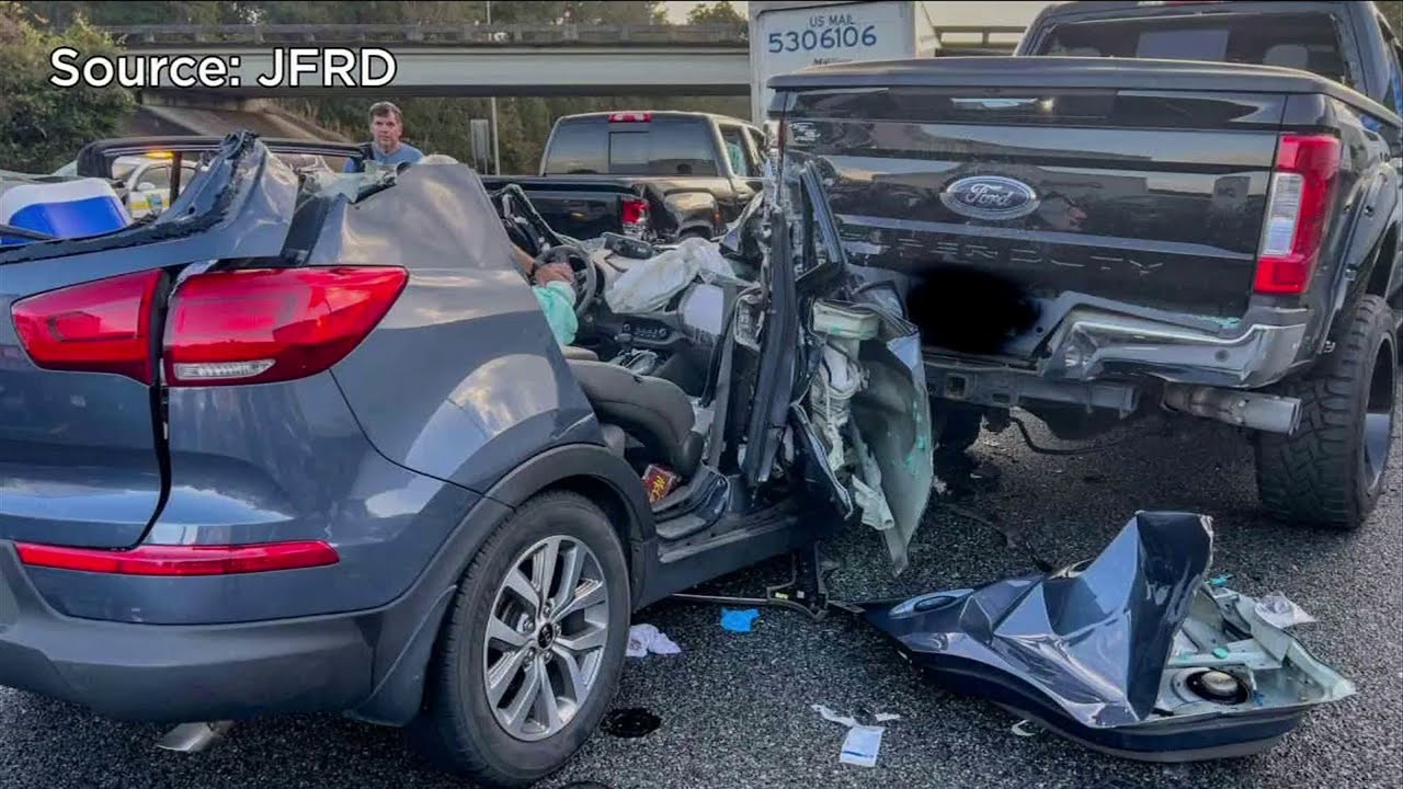 Sliding semitrucks, screeching halts: JFRD credits ‘miracle’ no one killed in 35-car pile-up