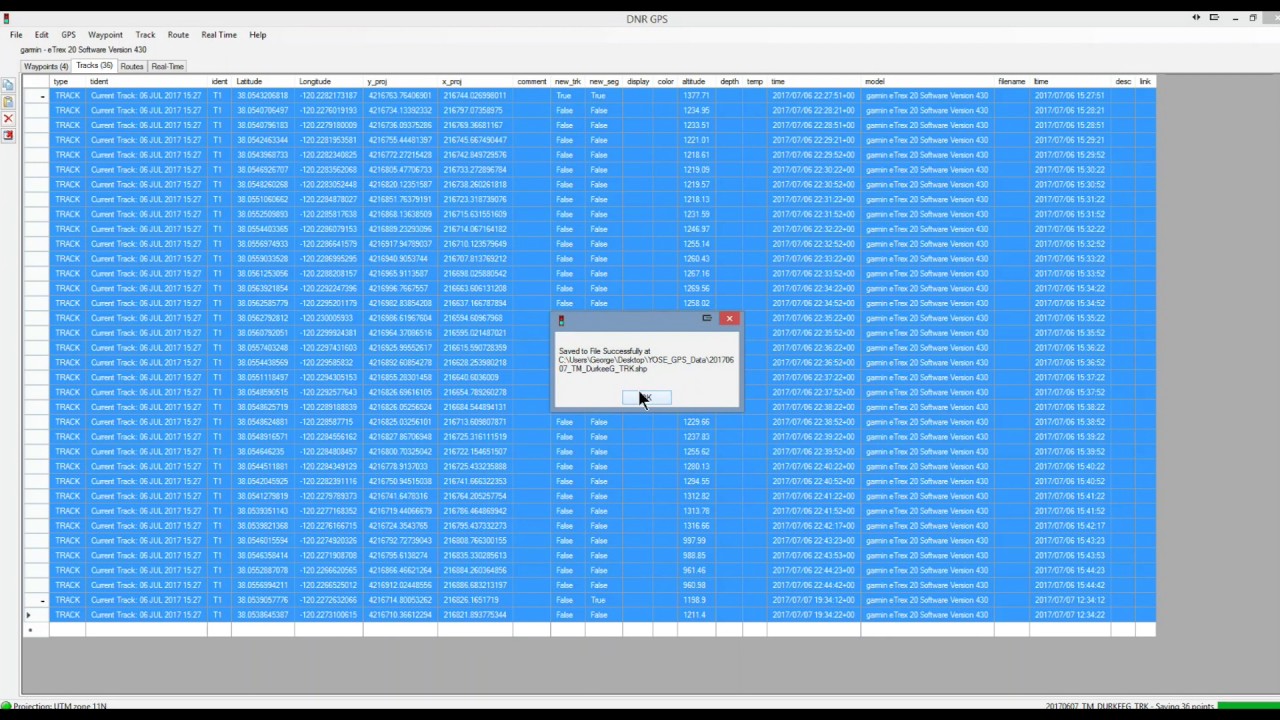 Downloading a Garmin GPS using USB Cable or DNRGPS