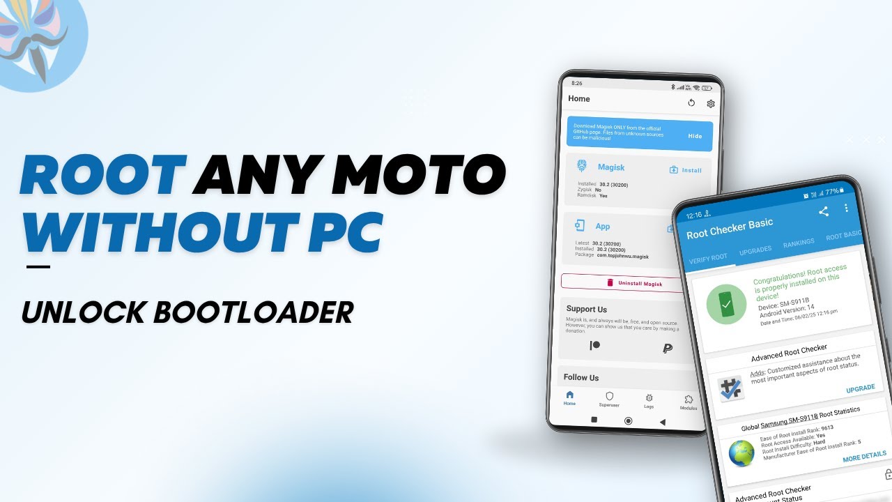 Получите root-права на любом телефоне Motorola без ПК | Разблокируйте загрузчик, установите Magis...