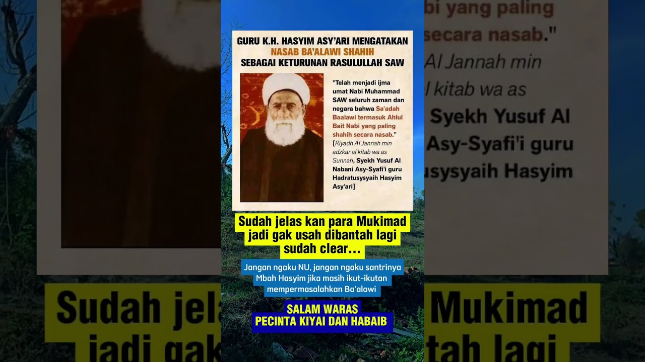 Jangan ngaku NU dan santrinya Mbah Hasyim jika masih mempermasalahkan Nasab Ba'alawi #fyp #viral