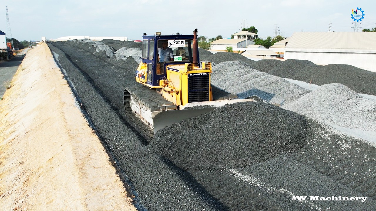 Incredible Process Of Building Road By Bulldozer Komatsu Pushing Longest Gravel Construction