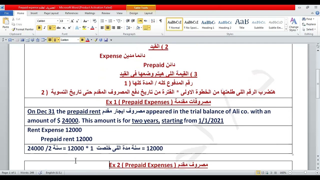 اكونت - بصورة مبسطة تسوية المصروف المقدم Prepaid expense د / احمد سعيد 01280001414