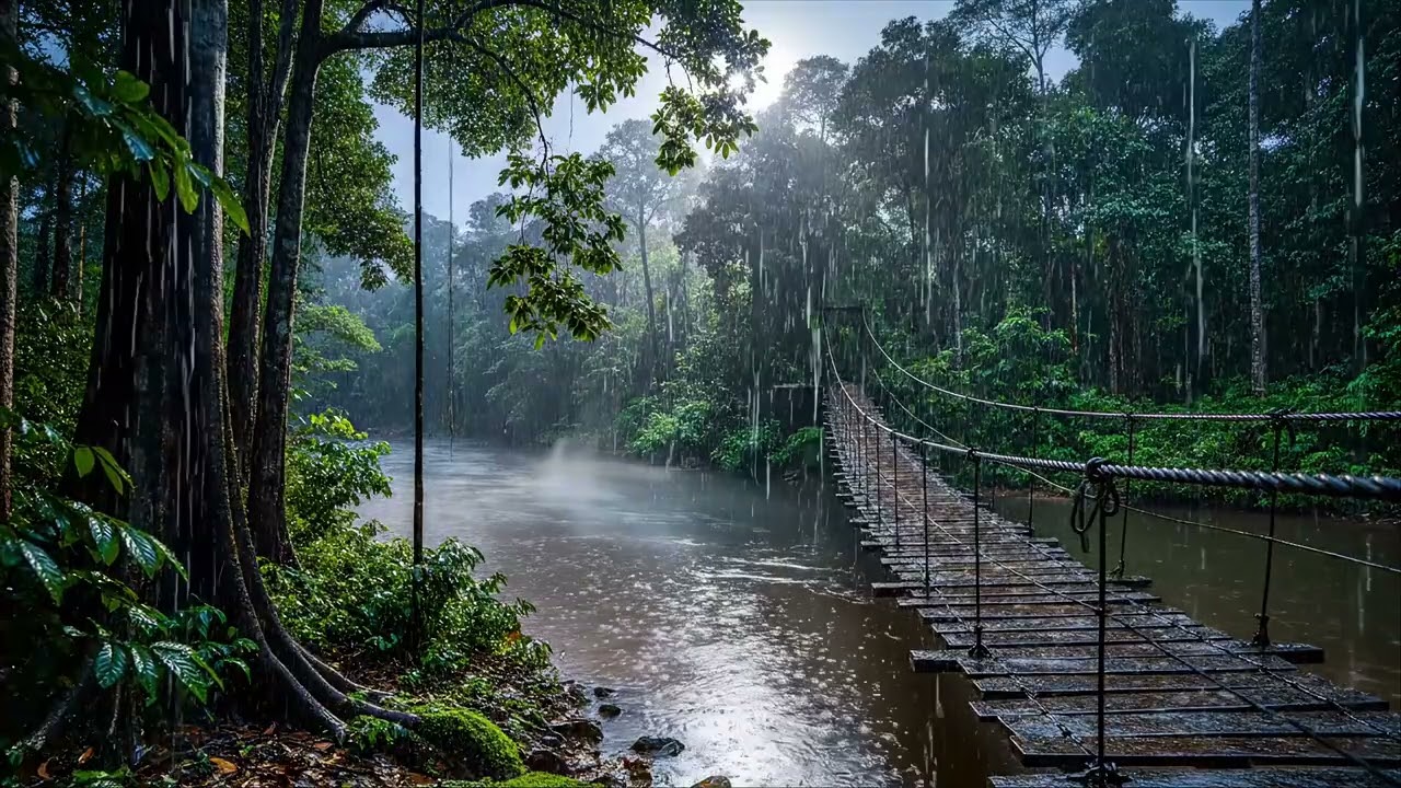 The sound of rain in the Amazon rainforest