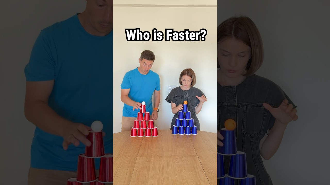 😱CUP PYRAMID BALANCE RACE💪