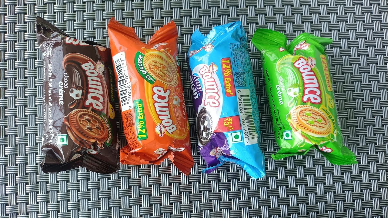 Lots of biscuit| sunfeast bounce colourful and four different flavours biscuit 🍪 ASMR 