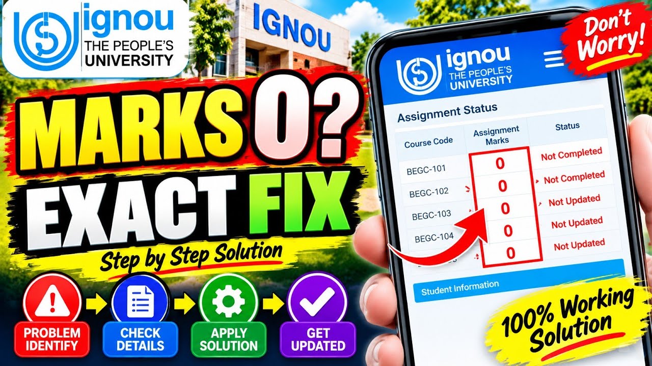 IGNOU Assignment Marks 0 / Not Updated? Exact Fix Now