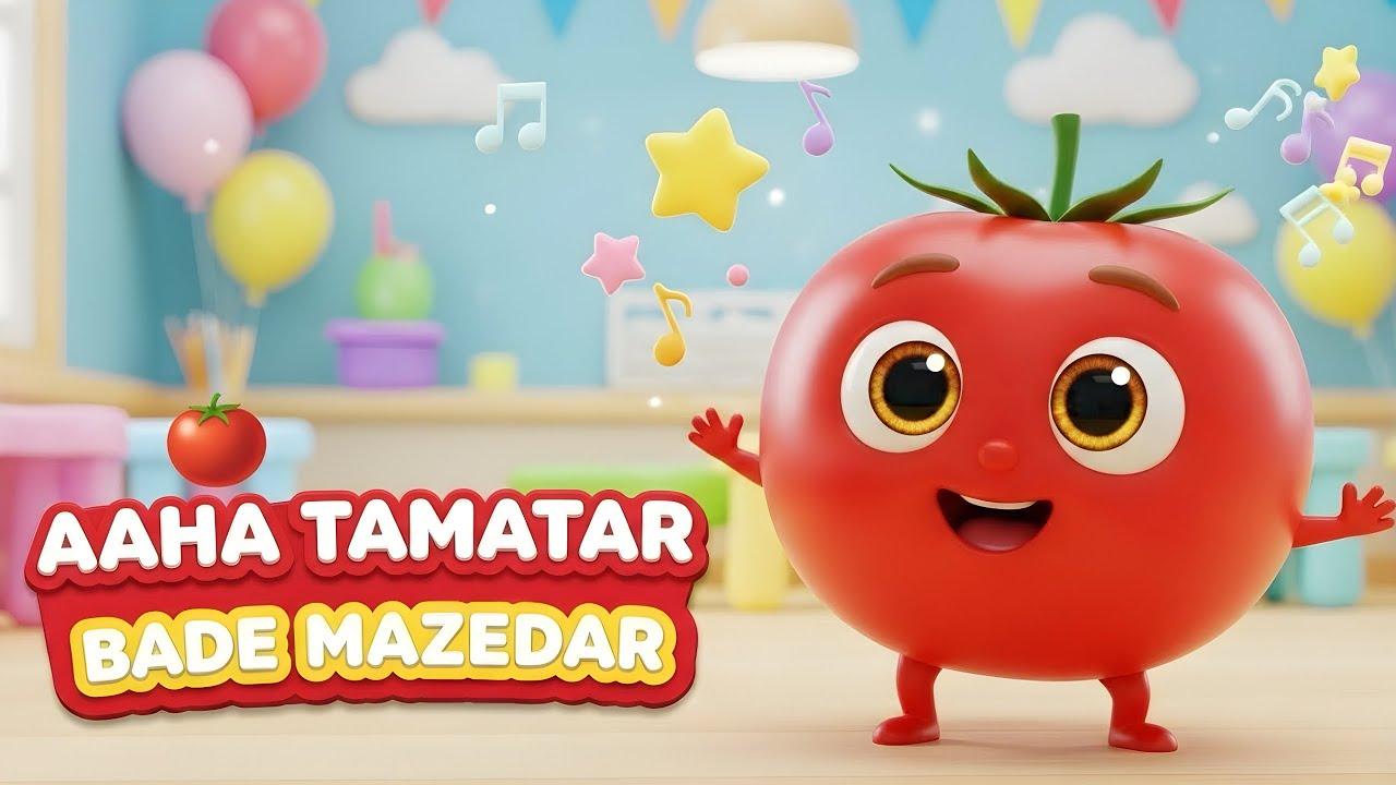 Aaha Tamatar Bade Mazedar 🍅 | आहा टमाटर | Hindi Nursery Rhymes | 3D Cartoon Rhymes for Kids