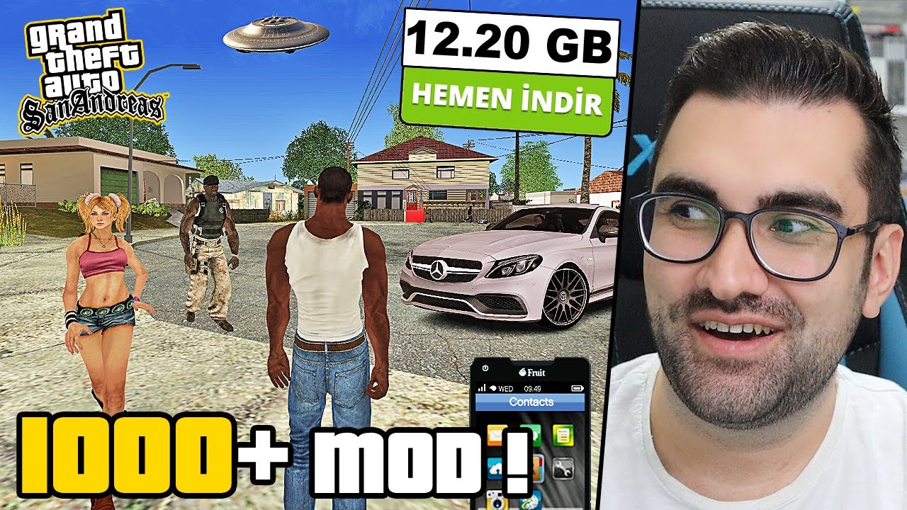 GTA SAN ANDREAS 'A 1000 + MOD KURDUM ! TAM 12 GB LIK EFSANE MOD PAKETİ