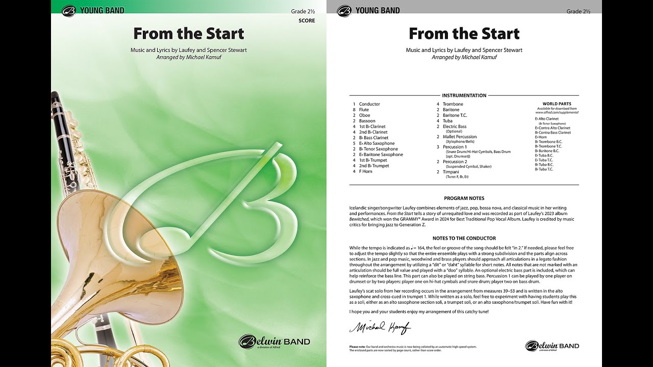 From the Start, arr. Michael Kamuf – Score & Sound