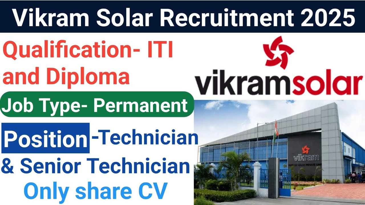 Vikram solar Recruitment 2025 // Vikram solar company job 2025 // Vikram solar company permanent job