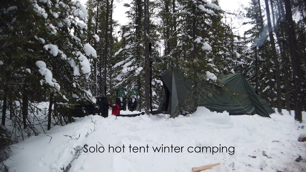 Solo hot tent winter camping