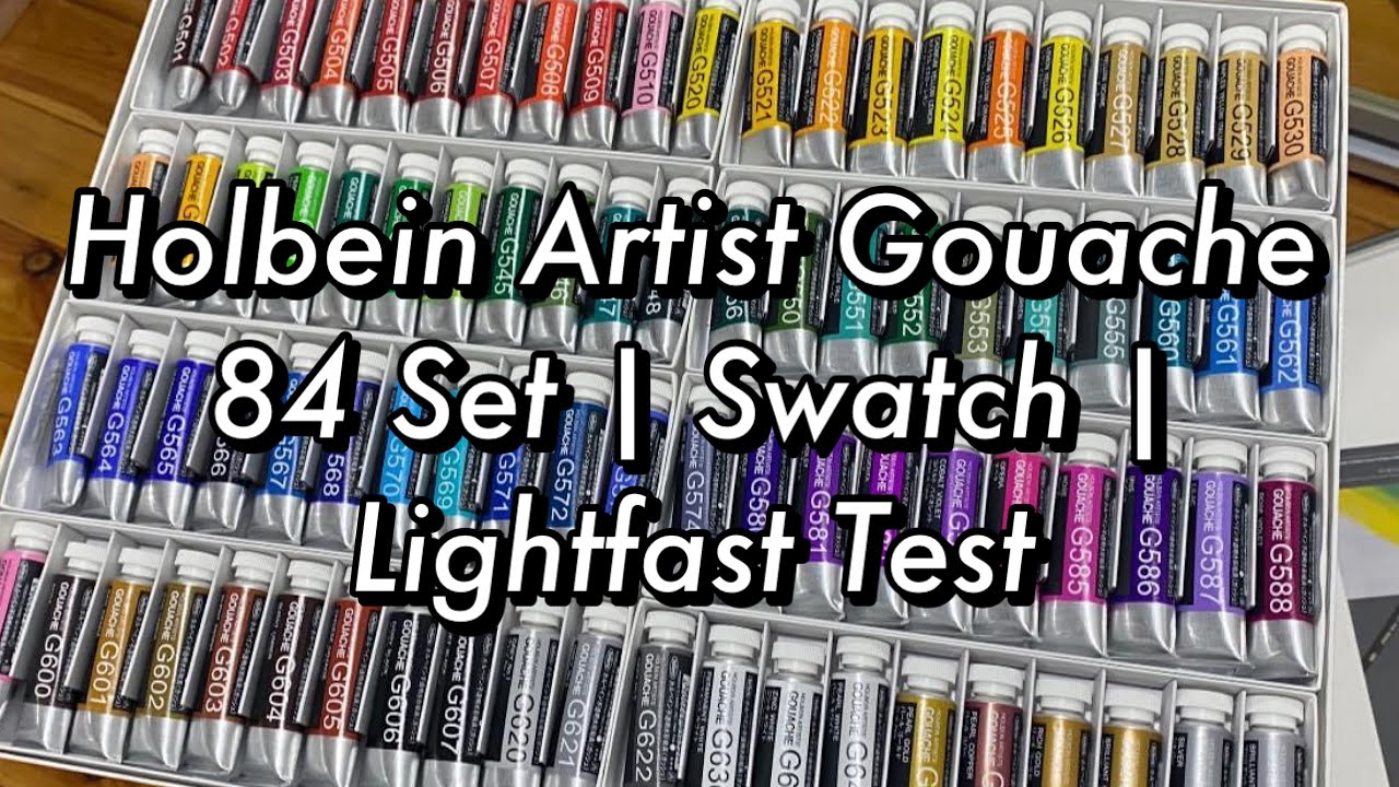 Holbein Artist Gouache 84 set | Swatch | Lightfast Test