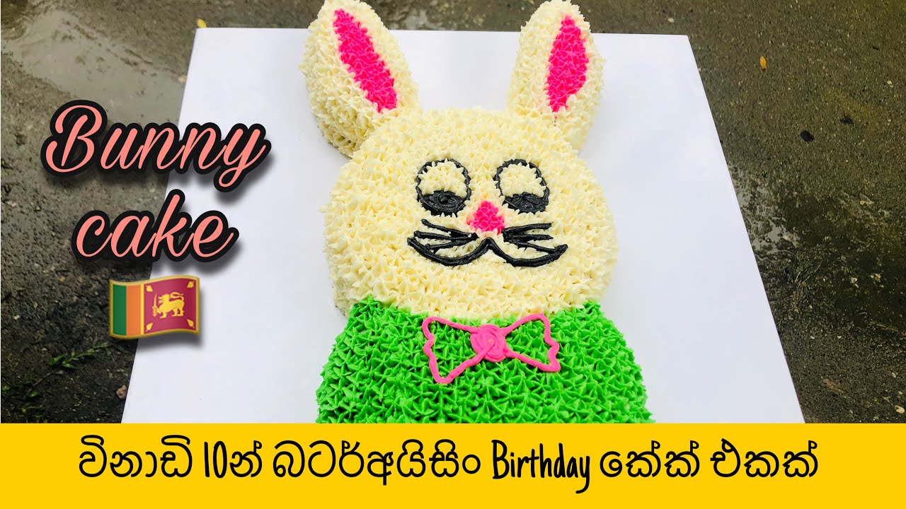 Bunny Cake Decorating Tutorial |විනාඩි 10න් බ්‍ර්ත්ඩේ කේක් එකක් තනියම අයිසිං කරගන්න | Rabbit cake