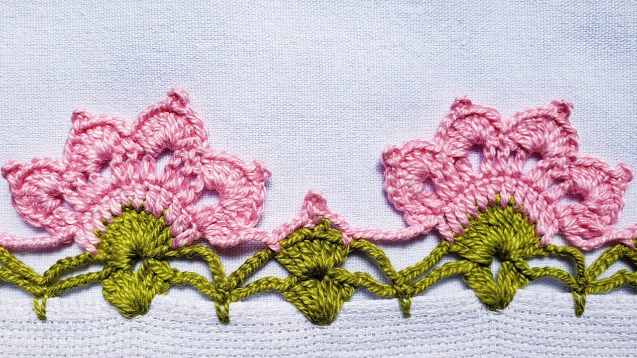 Barrado/bico para pano de prato #crochê #barradinhodecroche #crochet 🌸#330