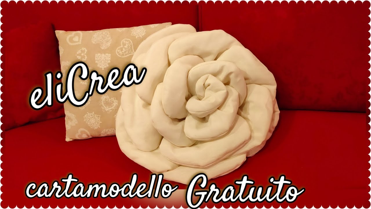Cuscino ROSA - Cartamodello gratuito #elicrea cucito creativo