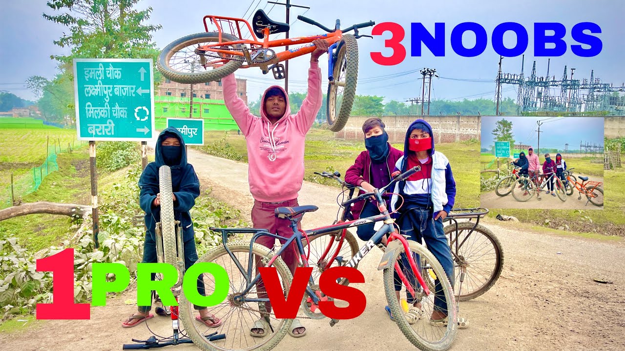 3 Noobs vs 1 pro Rider | Ultimate Cycle Stunt Challenge!