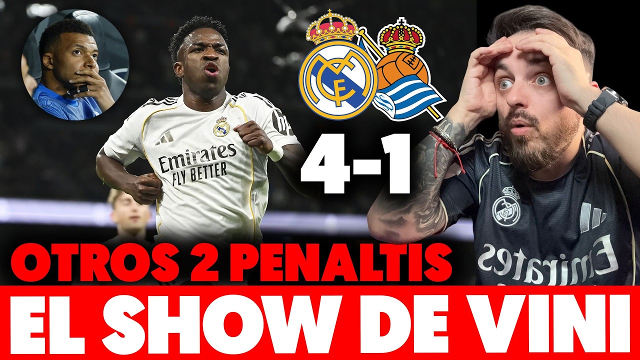 💥EL SHOW DE VINI: CONTUNDENTE 4-1 del MADRID con 2 PENALTIS y SIN MBAPPÉ · LÍDER provisional