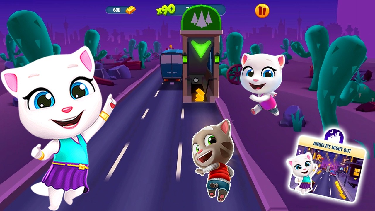 Talking Tom Gold Run 🌆 Las Vegas Ultimate Funs 😲 Tom vs Angela vs Raccoon