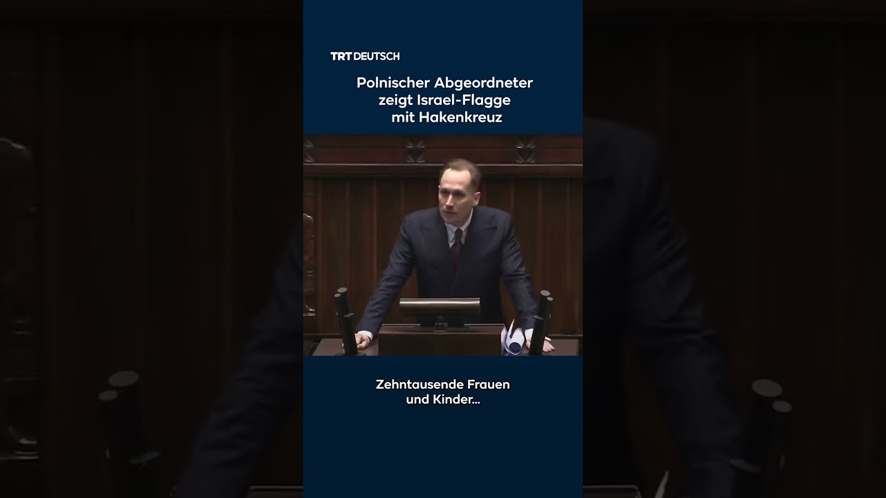 Polnischer Abgeordneter zeigt im Parlament Israel-Flagge mit Hakenkreuz