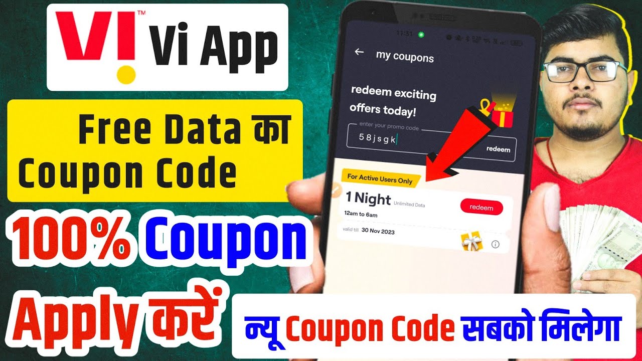 vi coupon code | vi coupon code kaha se milega | vi app coupon code free data