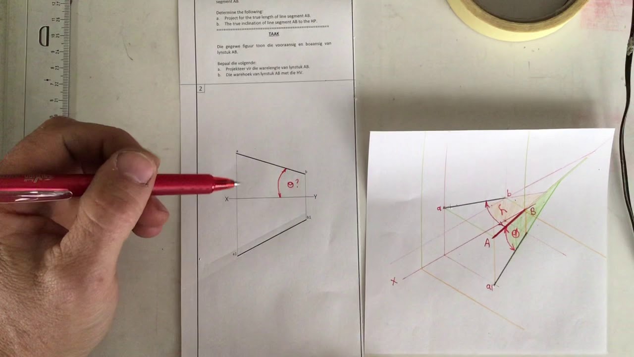 True length and angle of inclination to the HP