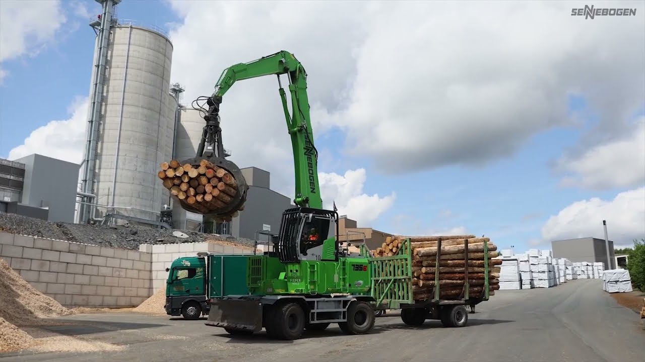 Sennebogen - Holzindustrie Pieper Holz  Timber handling with electrical drive   SENNEBOGEN 735 E