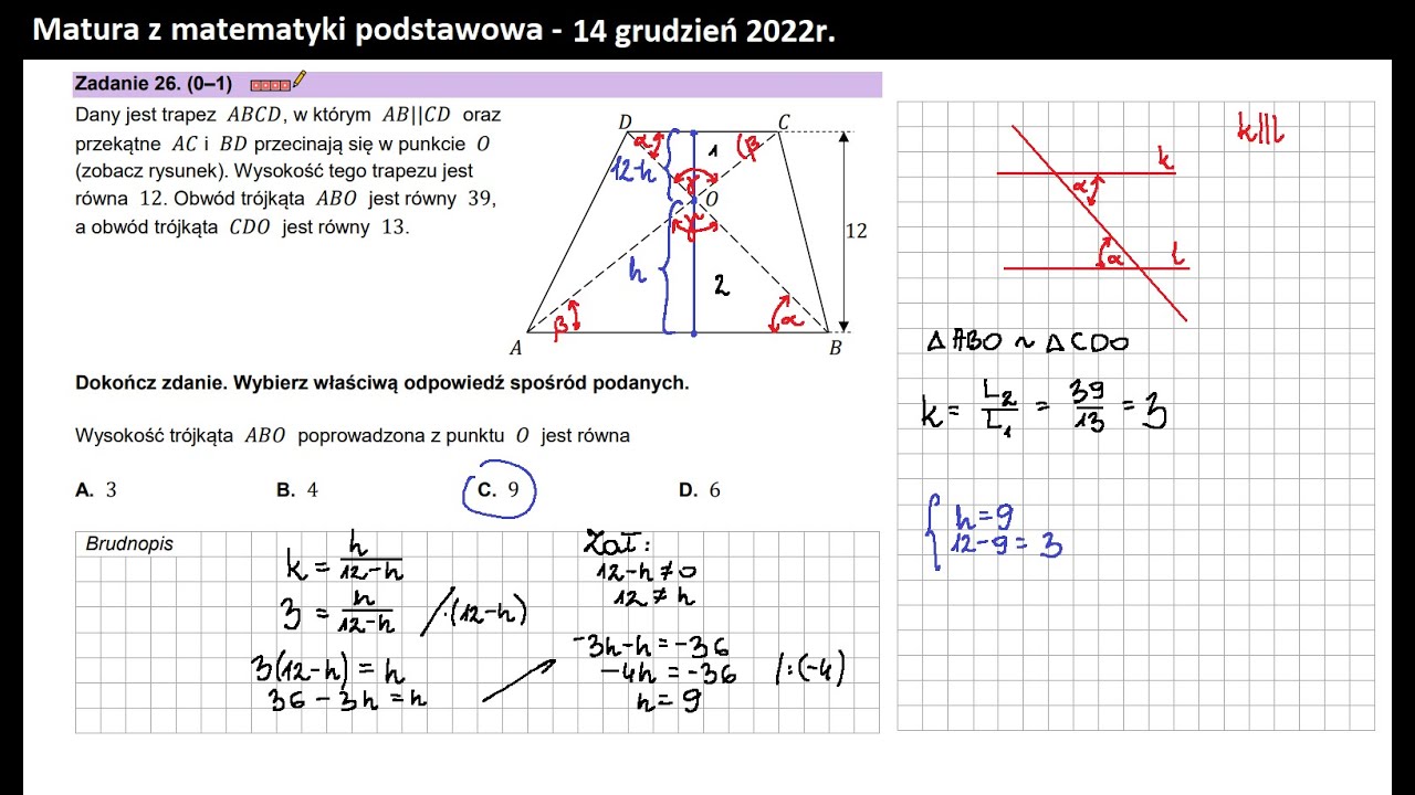 Zad 26. Planimetria. Trapez. trójkąty podobne.