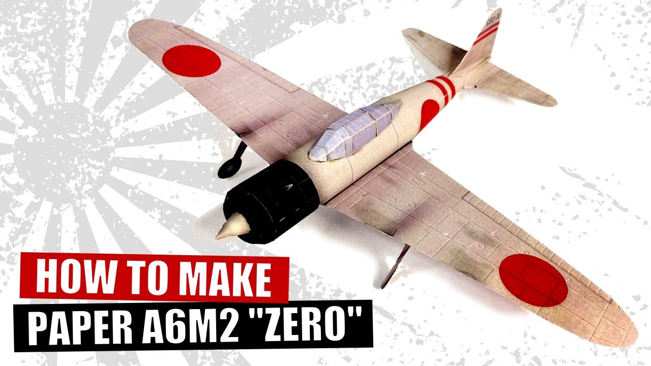 How to make Mitsubishi A6M2 Zero paper plane, WW2 Japanese papercraft fighter, DIY cardboard plane