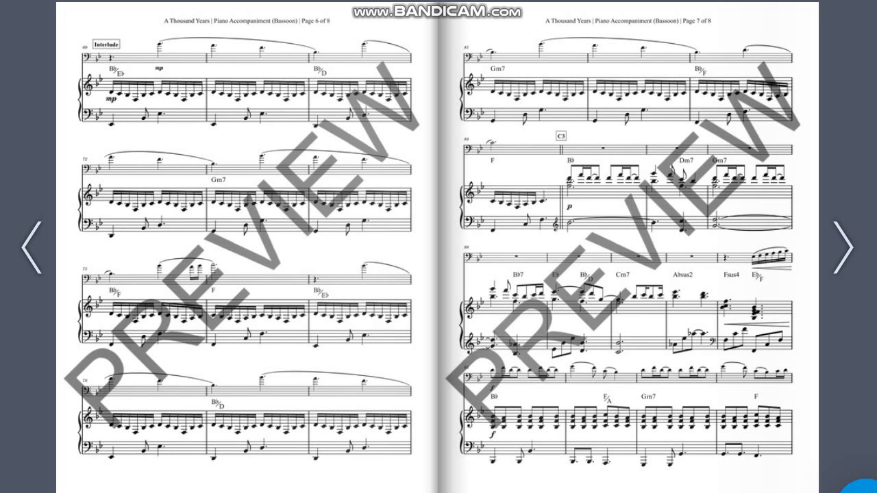 A Thousand Years - Bassoon Solo with Piano Accompaniment