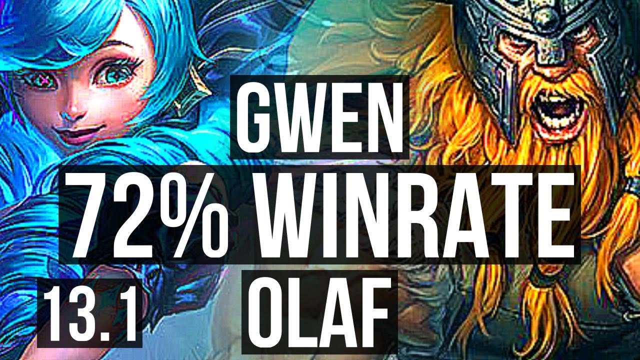 GWEN vs OLAF (TOP) | 72% winrate, 2/1/3 | KR Grandmaster | 13.1