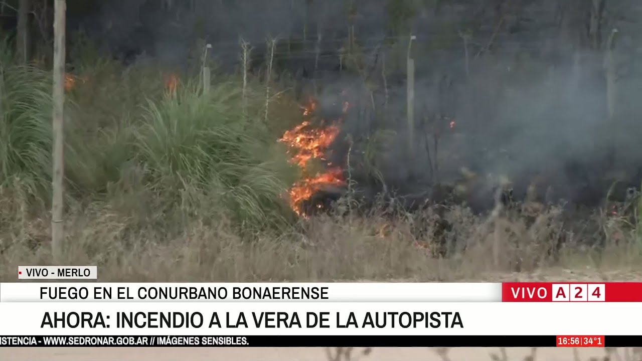 🔥 INCENDIO FORESTAL EN MERLO: BOMBEROS CONTIENEN EL FUEGO