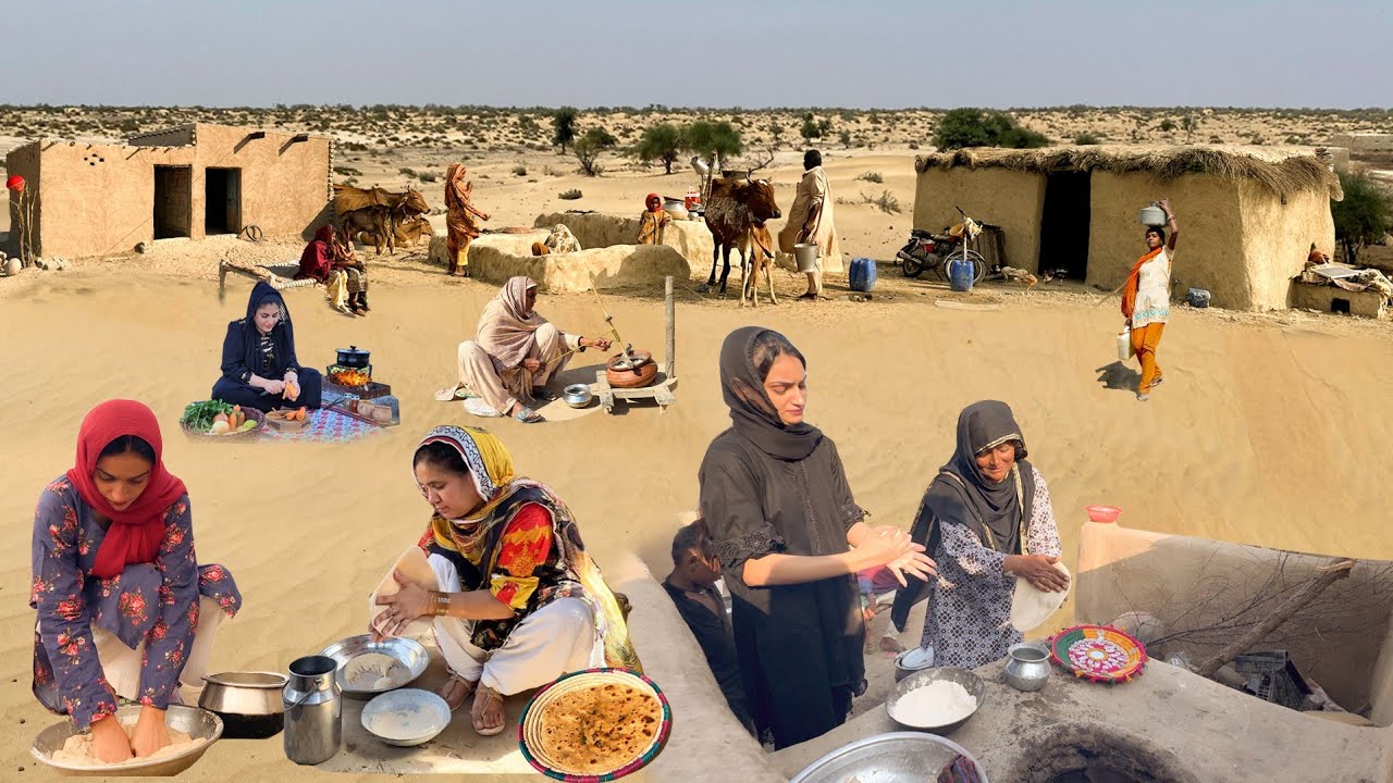 Very Unique Village Women Cooking Routine | Traditional Desert Village Food | Village Life Pakistan