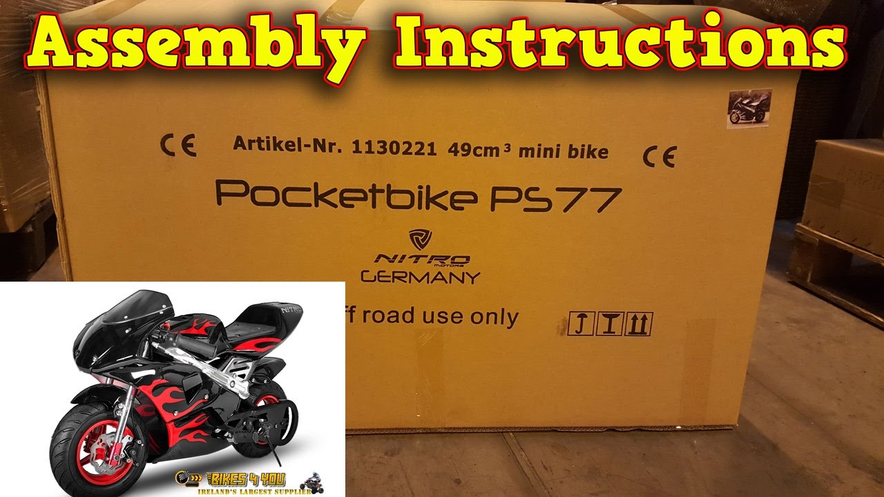 Pocket Bike Mini Moto 50cc - Unboxing - Full Assembly Instructions PS77 from Nitro Motors
