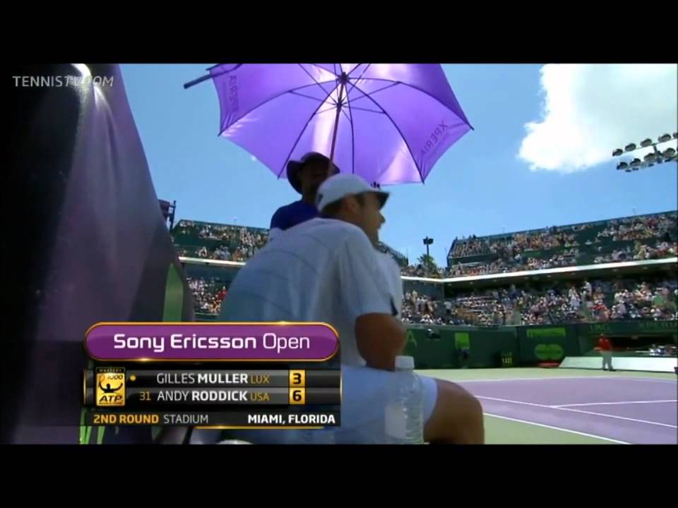 Andy Roddick Vs Gilles Muller Miami 2012 2R Highlights