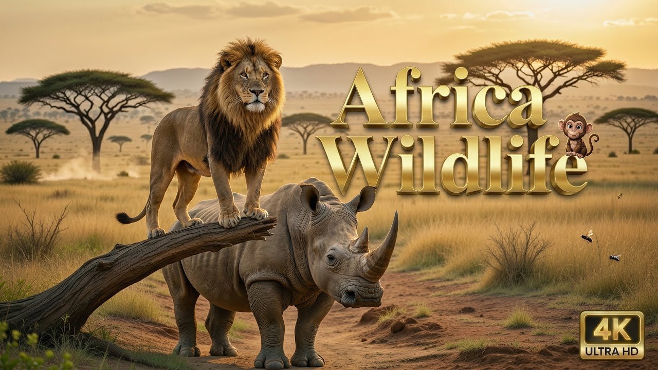 Africa Wildlife 4K, Rhino, Lion and Elephants are trying to Survives