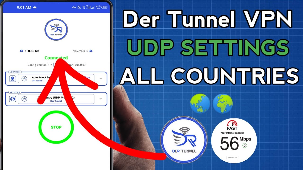 How To Setup Der Tunnel VPN with all Country UDP Settings For Secure Browsing 