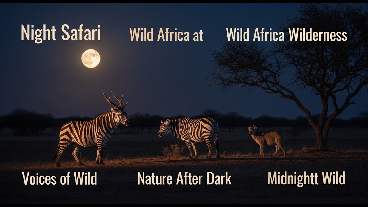 Moonlit Safari Night 🌙 Lions, Elephants & Wild Sounds  4K Nature Ambience