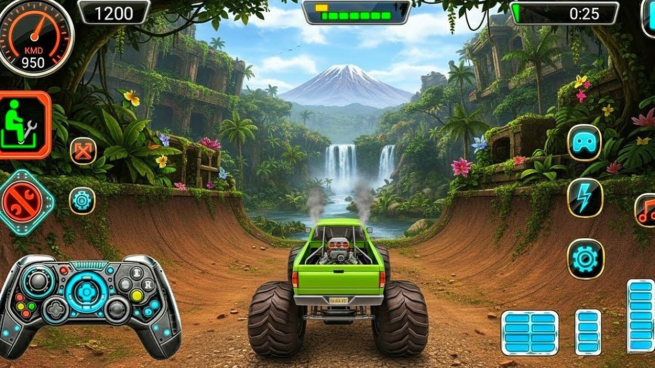 Monster Truck Destruction Gameplay: Grave Digger Stunts & Impossible Mega Ramp Challenge!