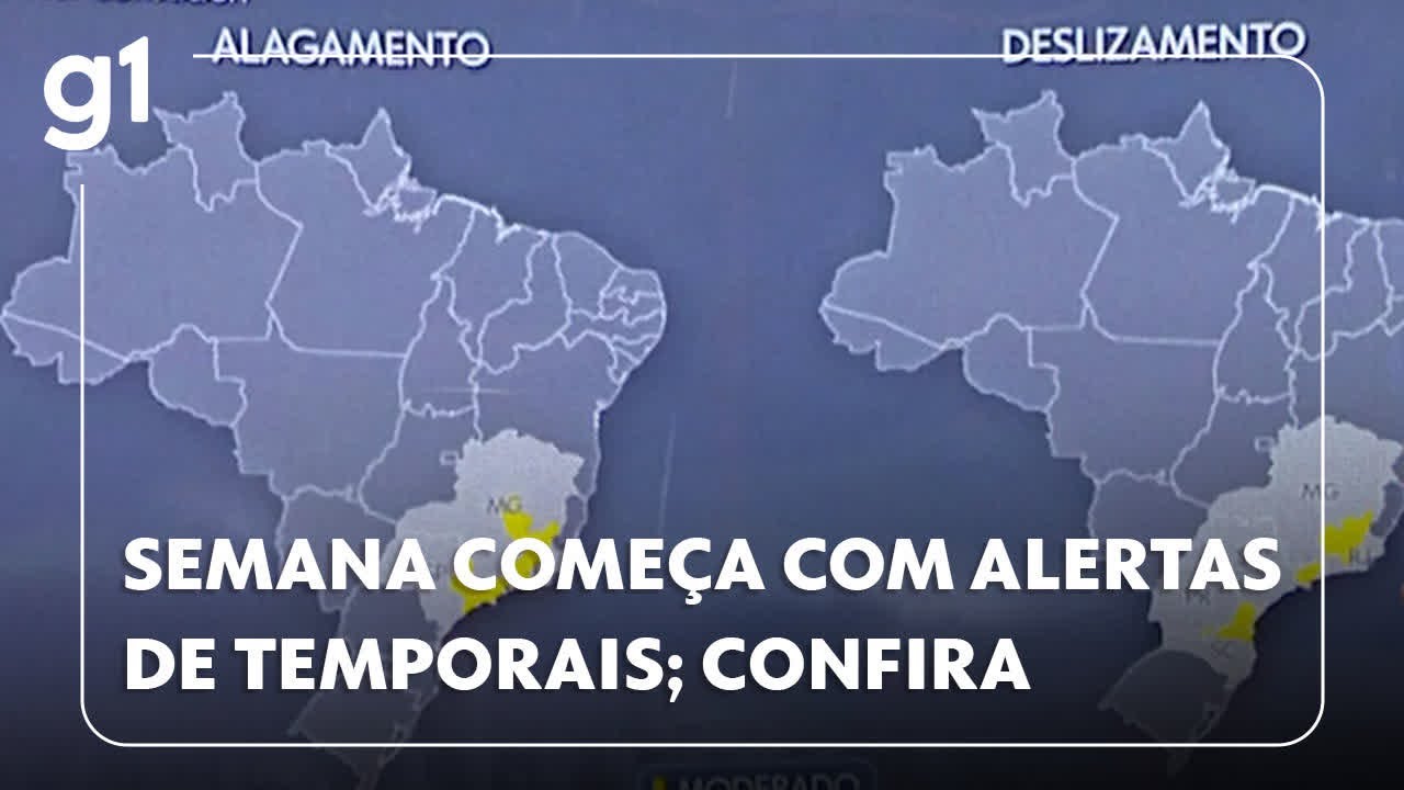 Previs&atilde;o do tempo: semana come&ccedil;a com alertas de temporais e alagamentos