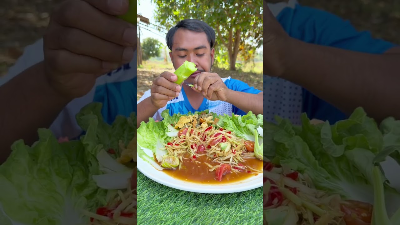 ส้มตำกินกับหนังปลากรอบ