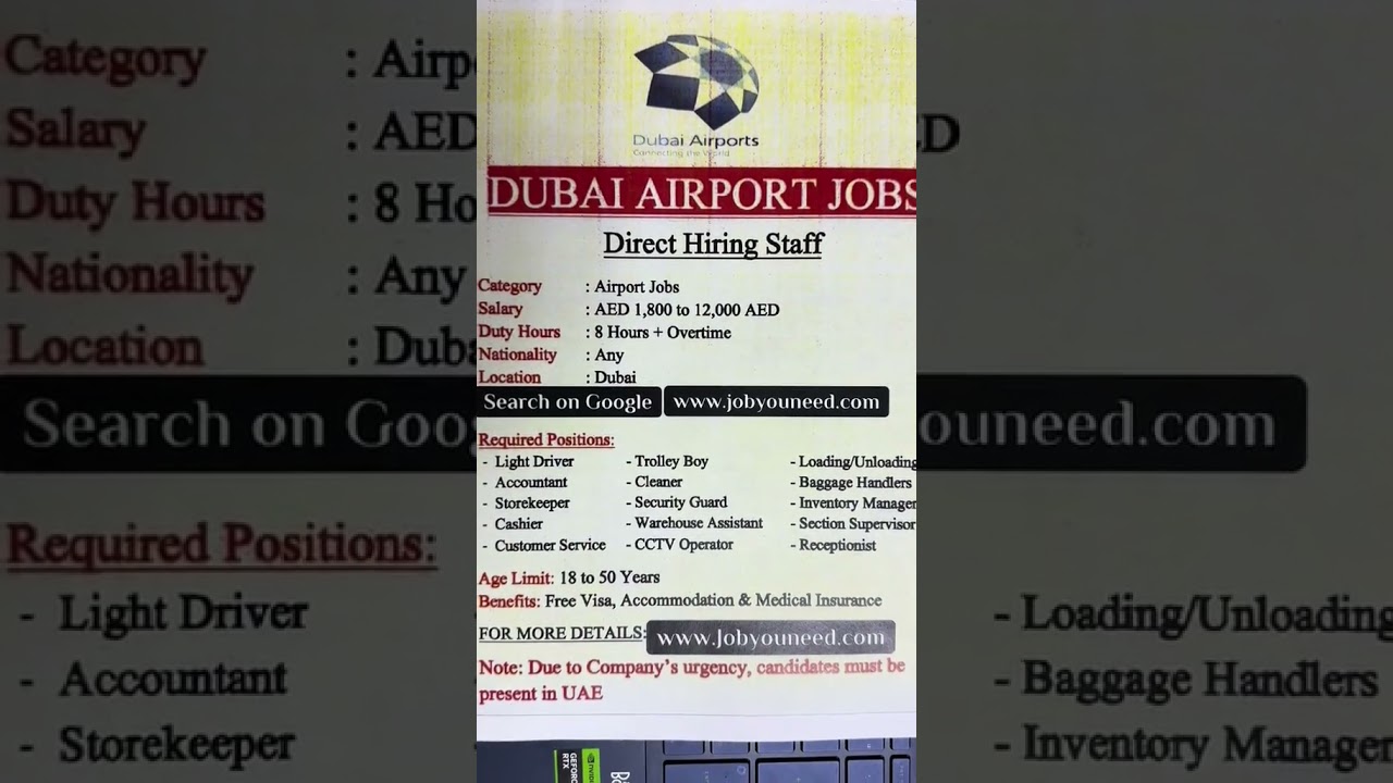 Dubai Airport Jobs 2025 | Now Hiring | Ground Staff, Security, Drivers & More #jobwaveuae