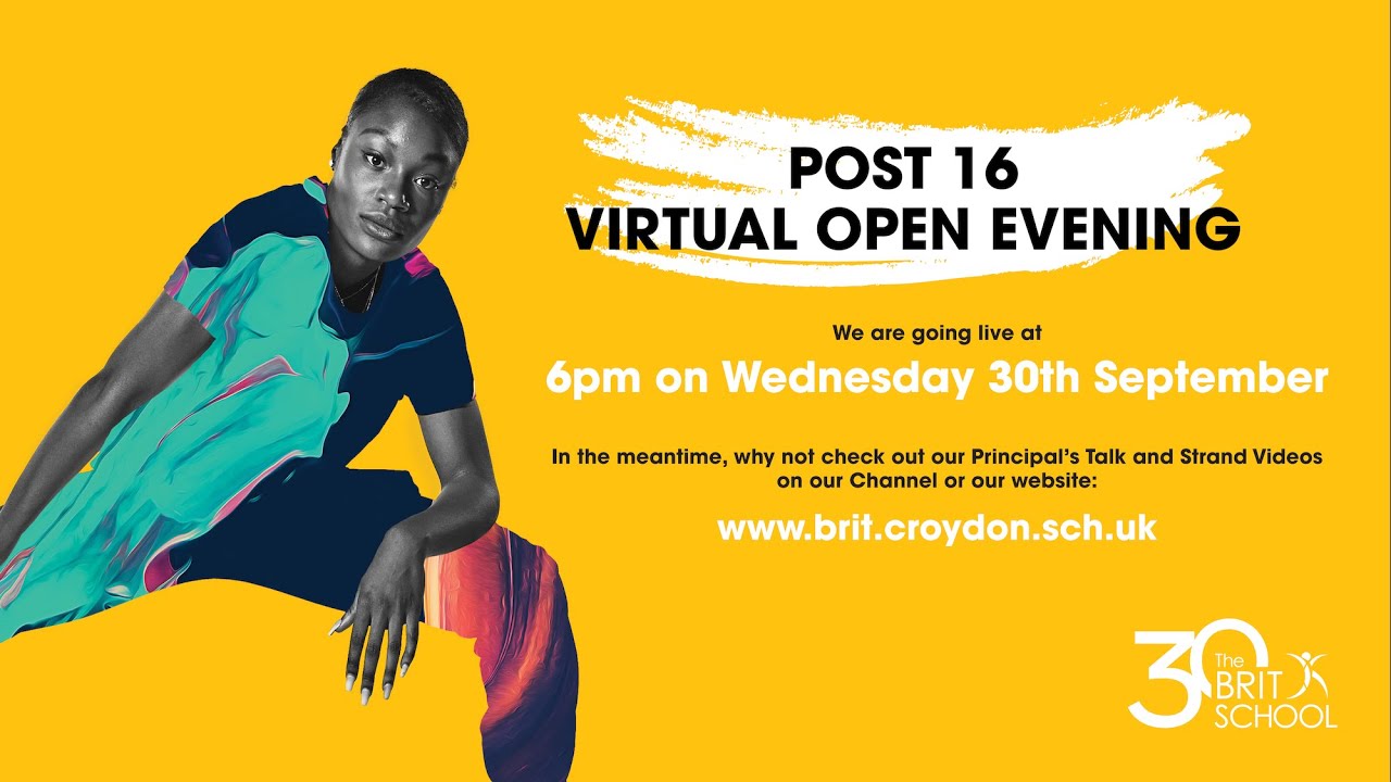 The BRIT School's Virtual Post 16 Open Evening