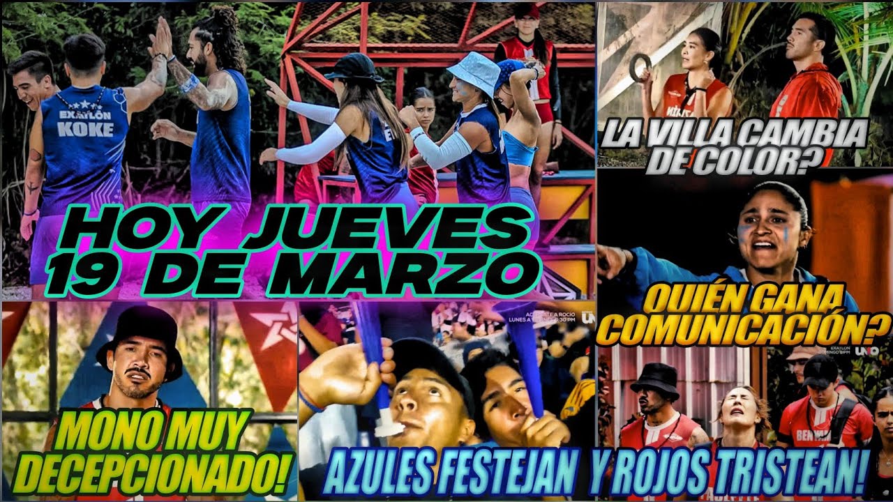 Hoy en Exatlón 🔥 Mono decepcionado, Azules festejan y de que color  se pinta la villa??