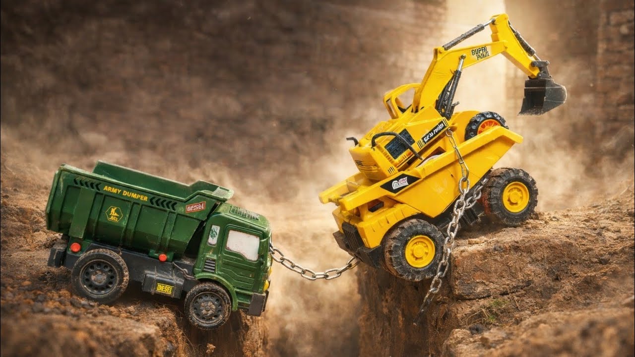 JCB 5X Truck Heavy Dumper Cartoon Video | BharatBenz And Ashok Leyland Muddy Accident #jcb #cartoon 