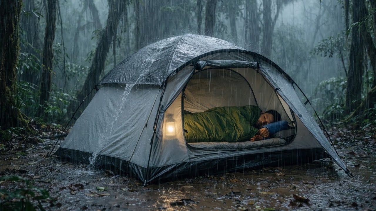 Rainforest Camping During a Thunderstorm | Heavy Rain ASMR Sleep Sounds