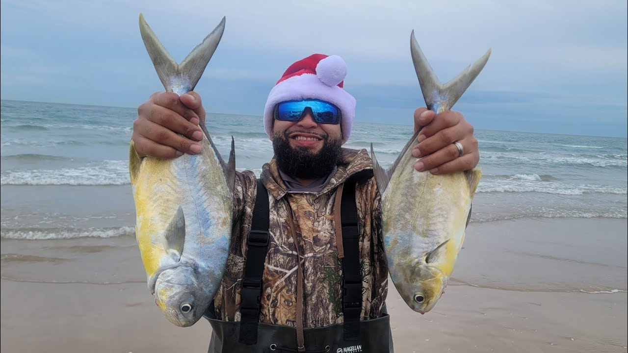 Texas Surf Fishing for POMPANO!! Catch Clean and Cook!