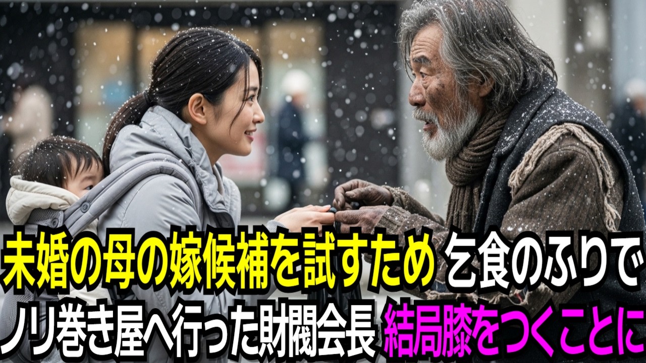 未婚の母の嫁候補を試すため乞食の姿で財閥会長がノリ巻き屋へ行ったが…結局、膝をついて嗚咽することになったㅣオーディオブックㅣ感動ドラマㅣ涙の物語