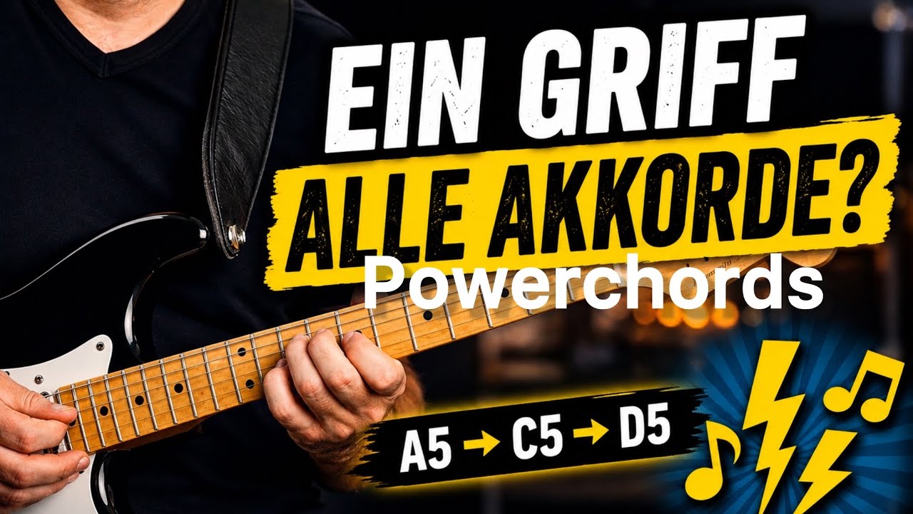 Powerchords Gitarre lernen – offene Powerchords verschieben (Rock-Riff erklärt)