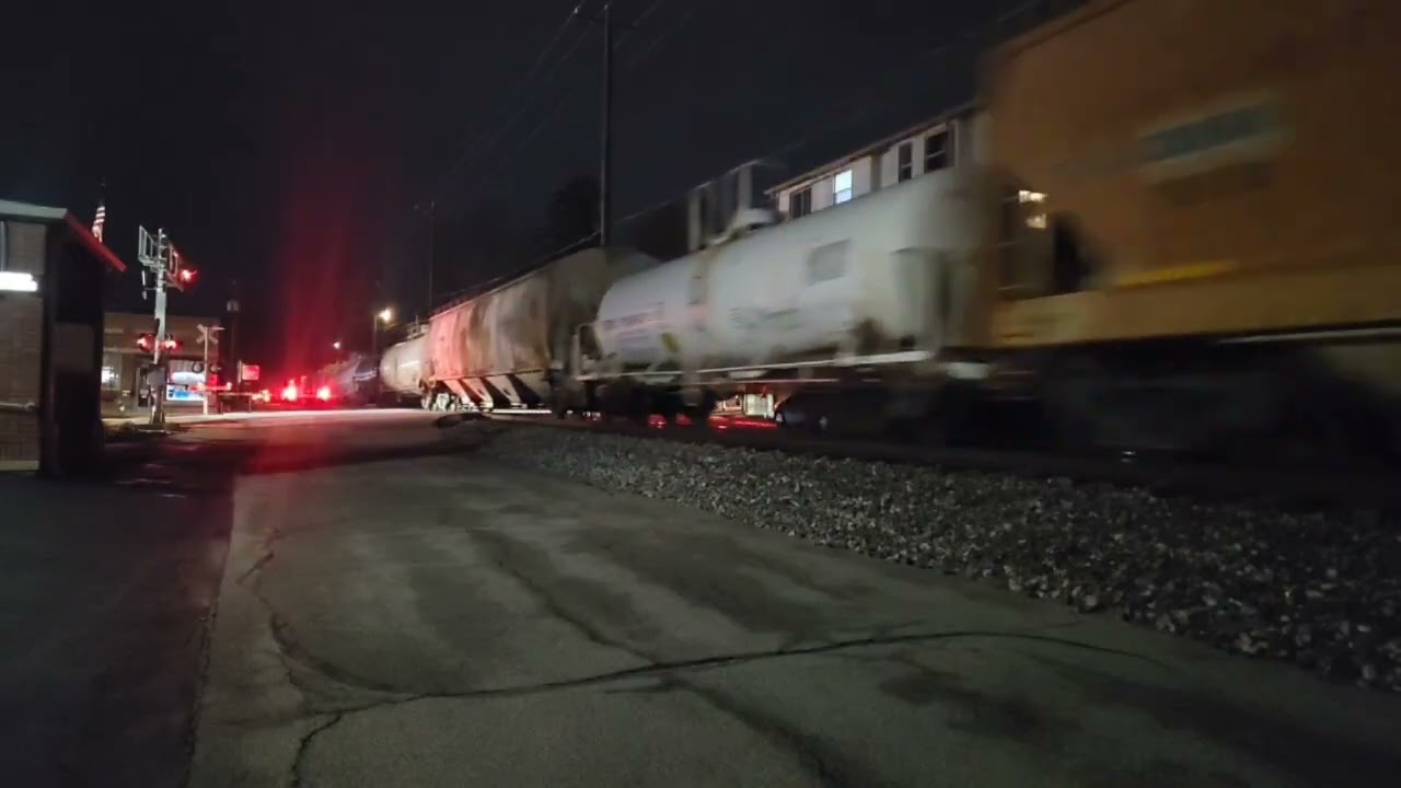 HiDef-CSX M361 with Amazing Horn Show and 144 Cars Passing through Rushville Indiana 