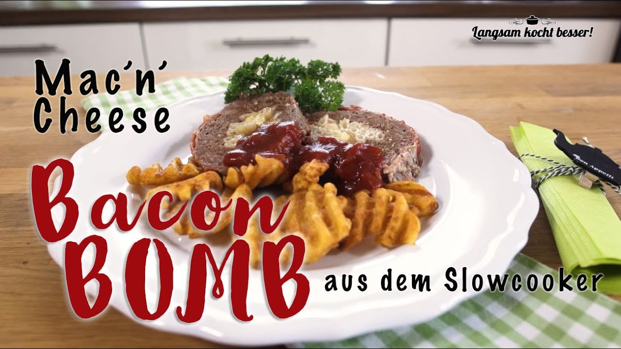 Aus dem Slowcooker: Mac'n'Cheese Bacon Bomb